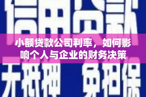 关西小额贷款公司利率，如何影响个人与企业的财务决策