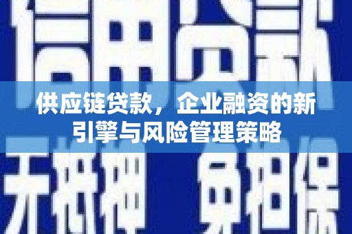 关西供应链贷款，企业融资的新引擎与风险管理策略